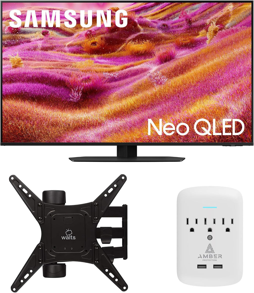 Samsung QN43QN90FAFXZA 43 Inch Neo QLED 4K QN90F Vision AI Smart TV with a Walts Medium Full Motion Mount and Amber Protection 3-Outlet-Surge Surge Protector (2025)