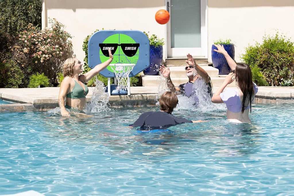 Poolmaster Swish, Swish Pro Rebounder Poolside Basketball Hoop Set for Swimming Pool Games and Great Outdoor Gift for Teenagers, Men and Pool Parties, Green