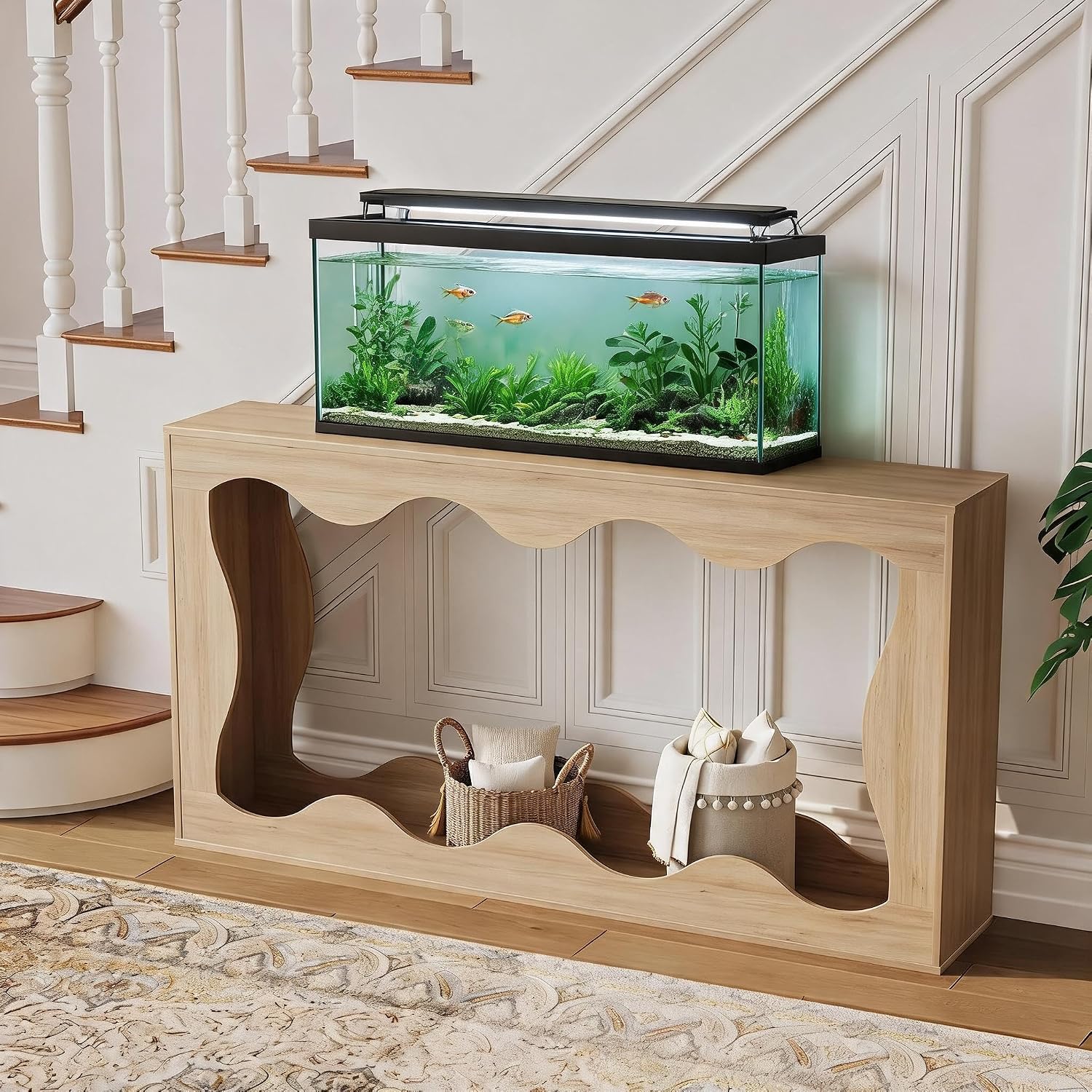 GarveeHome 63'' Farmhouse Console Table with Entryway, Couch Table Behind Sofa, Narrow Console Table, Hallway Stand,Industrial Hallway Accent Table for Living Room, Natural