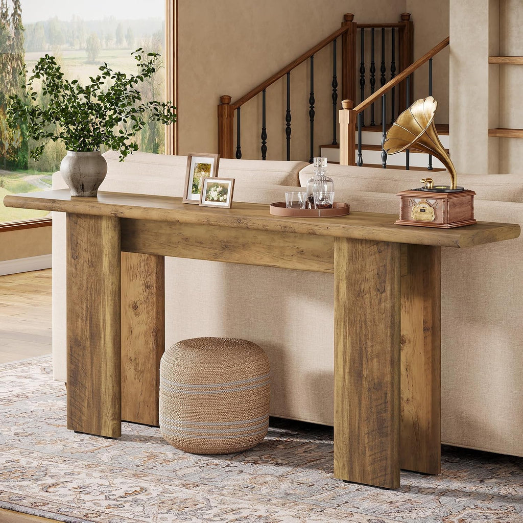 Tribesigns 70.87' Extra Long Console Table for Entryway, Mid-Century Modern Sofa Table Behind Couch for Entry, Entrance, Hallway, Living Room, Narrow Long, Brown