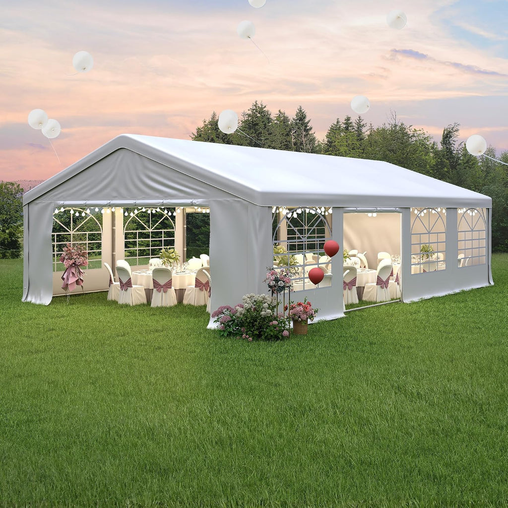 20' x 29.5' Heavy Duty Party Tent, Outdoor Large Wedding Tent with Removable Sidewalls, Event Canopy Shelter for Birthday Party, Outdoor Event