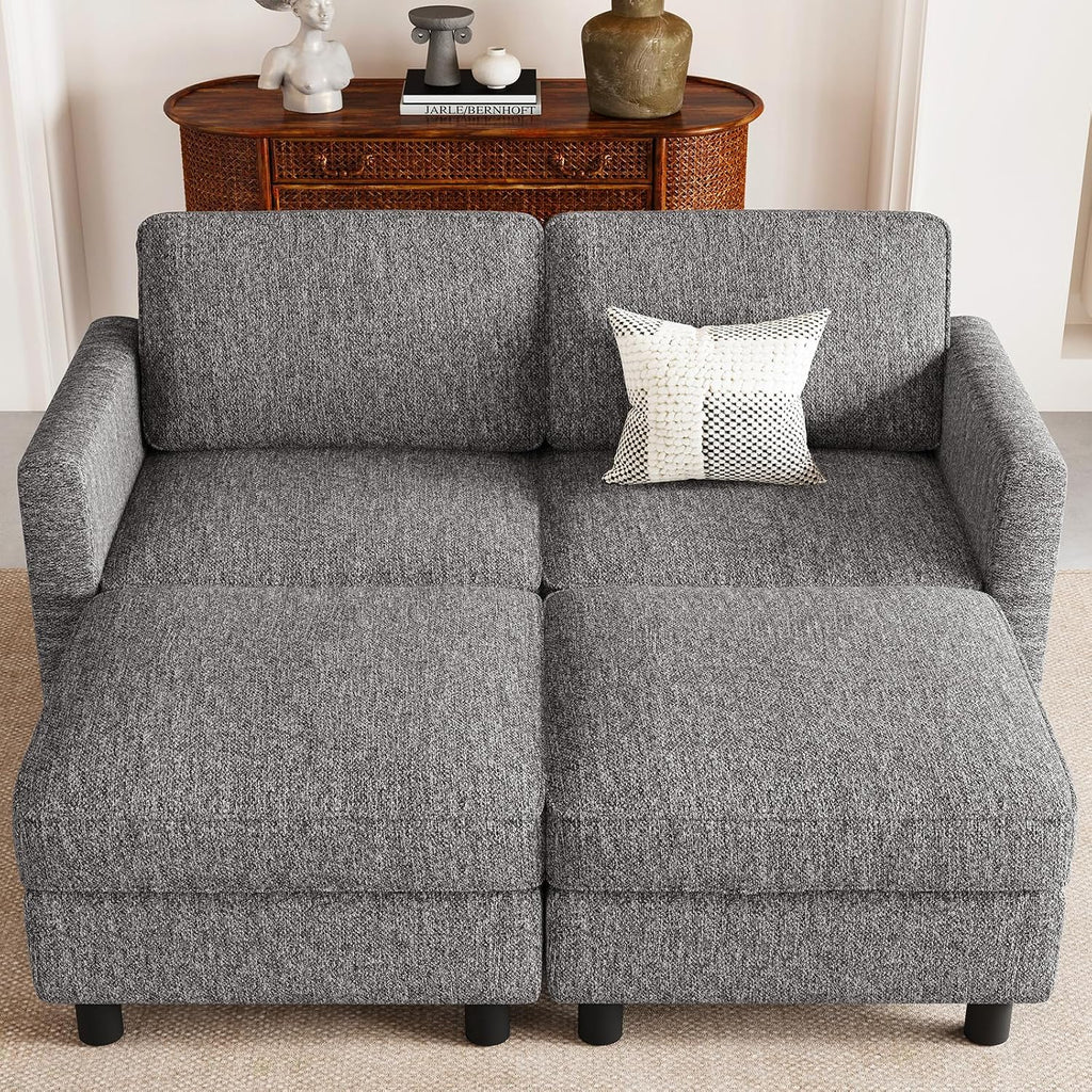 Belffin 58.3' Modular Sectional Sofa 4 Seats Sleeper Sofa Washable Sectional Couches for Living Room Comfy Couches with Storage Seat Couch Sofas with Chaise,Grey