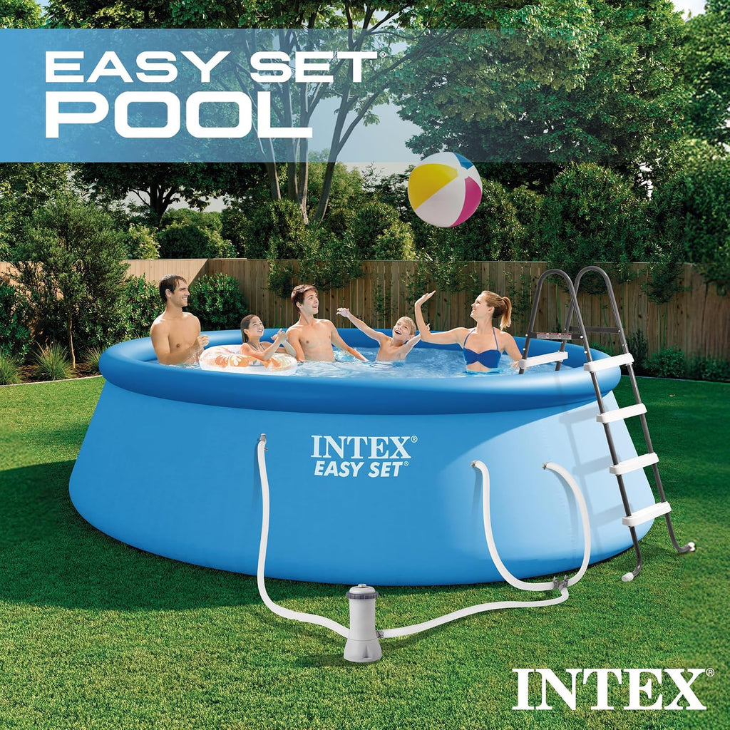 Intex 15ft x 48in Easy Set Outdoor Above Ground Swimming Pool Kit with Ladder, Cover, 1000 GPH GFCI Filter Pump and 6 Replacement Filter Cartridges