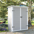UDPATIO 38 Cu.ft Vertical Storage Shed, 4.3 ft x 5.6 ft Outdoor Storage Shed Waterproof Resin Cabinet for Garden, Backyard, Lawn, Grey