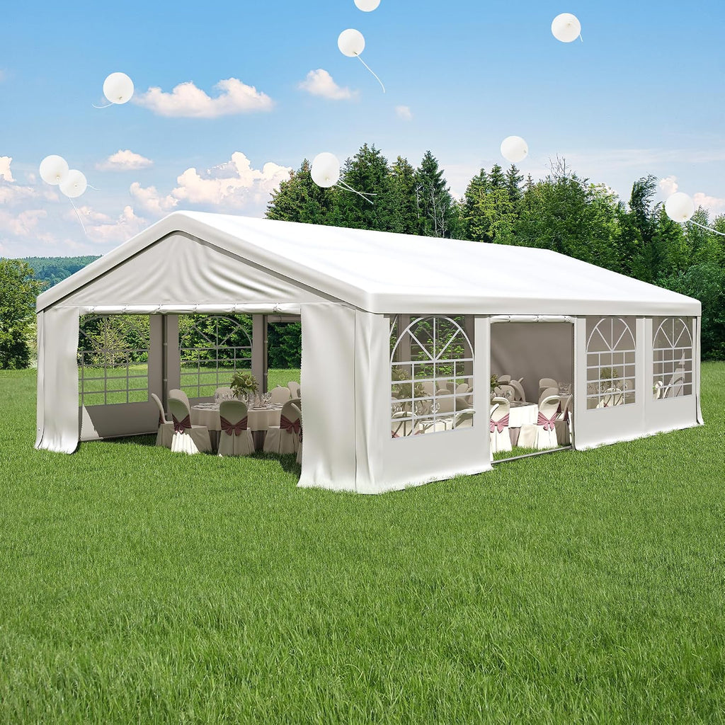 20' x 29.5' Heavy Duty Party Tent, Outdoor Large Wedding Tent with Removable Sidewalls, Event Canopy Shelter for Birthday Party, Outdoor Event