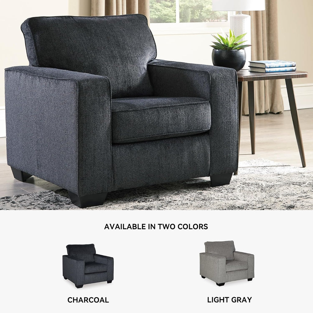 Signature Design by Ashley Altari Modern Chair, Reinforced Frame For Added Stability, Loose Seat Cushions, Back Height 37', Seat Height 20', Arm Height 26', Chenille Fabric, Dark Gray