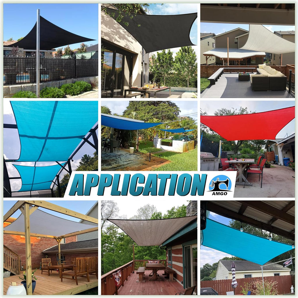 Amgo Custom Size 14' x 20' Turquoise Rectangle Square Sun Shade Sail UPF50+ AGTAPS12, Order to Make Canopy Awning, 95% UV Blockage, Water & Air Permeable, Commercial and Residential (We Customize)