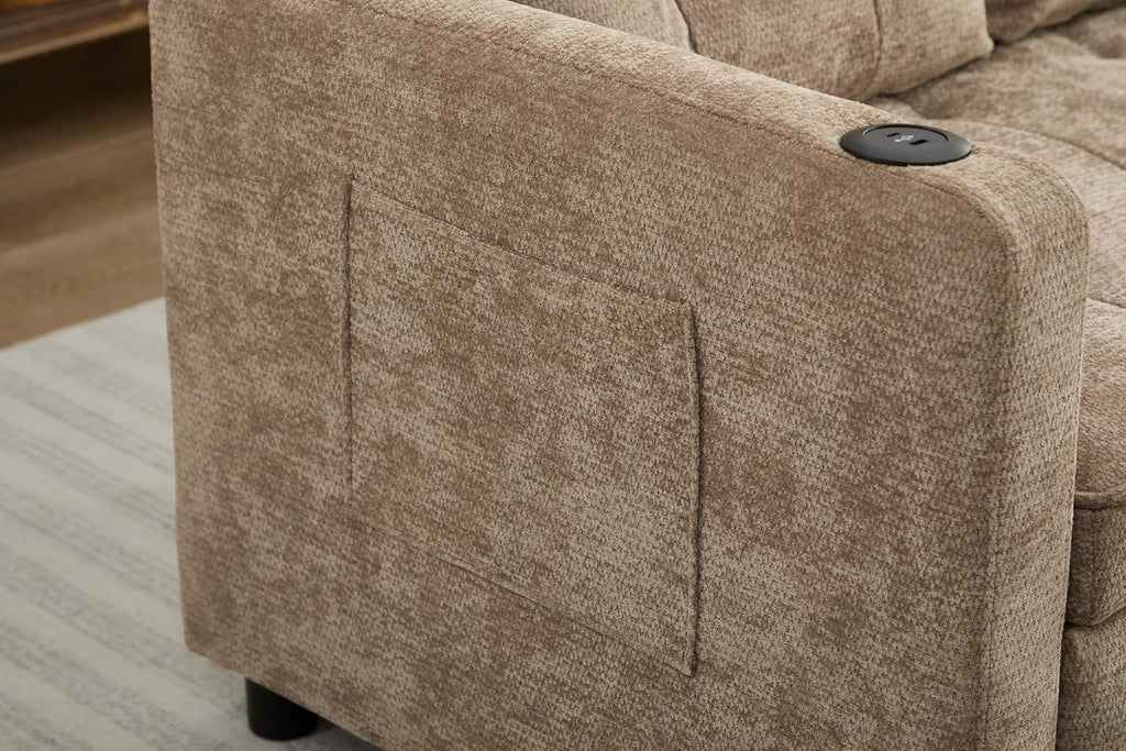 KEIKI 46' Sleeper Sofa Bed, 3-in-1 Convertible Sofa Chair with Pullout Bed, Loveseat with Adjustable Backrest and Side Pocket for Living Room, Dorm, Apartment, Came