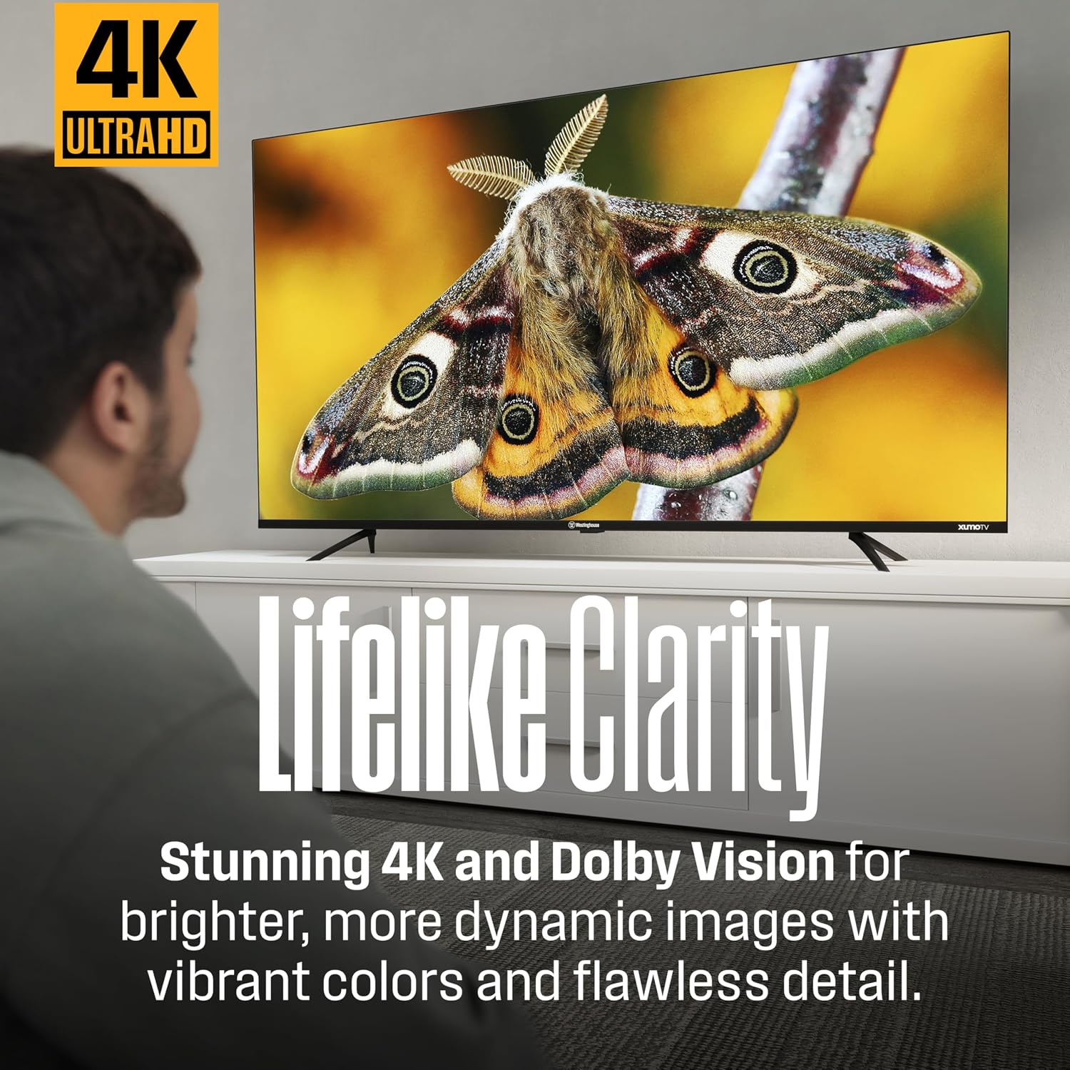 Westinghouse 65-inch Smart TV, 4K UHD Xumo TV w/ HDR10, Voice Remote, Dolby Vision, Edgeless, Flat Screen LED Television w/Apple HomeKit, Wi-Fi & Mobile Connectivity