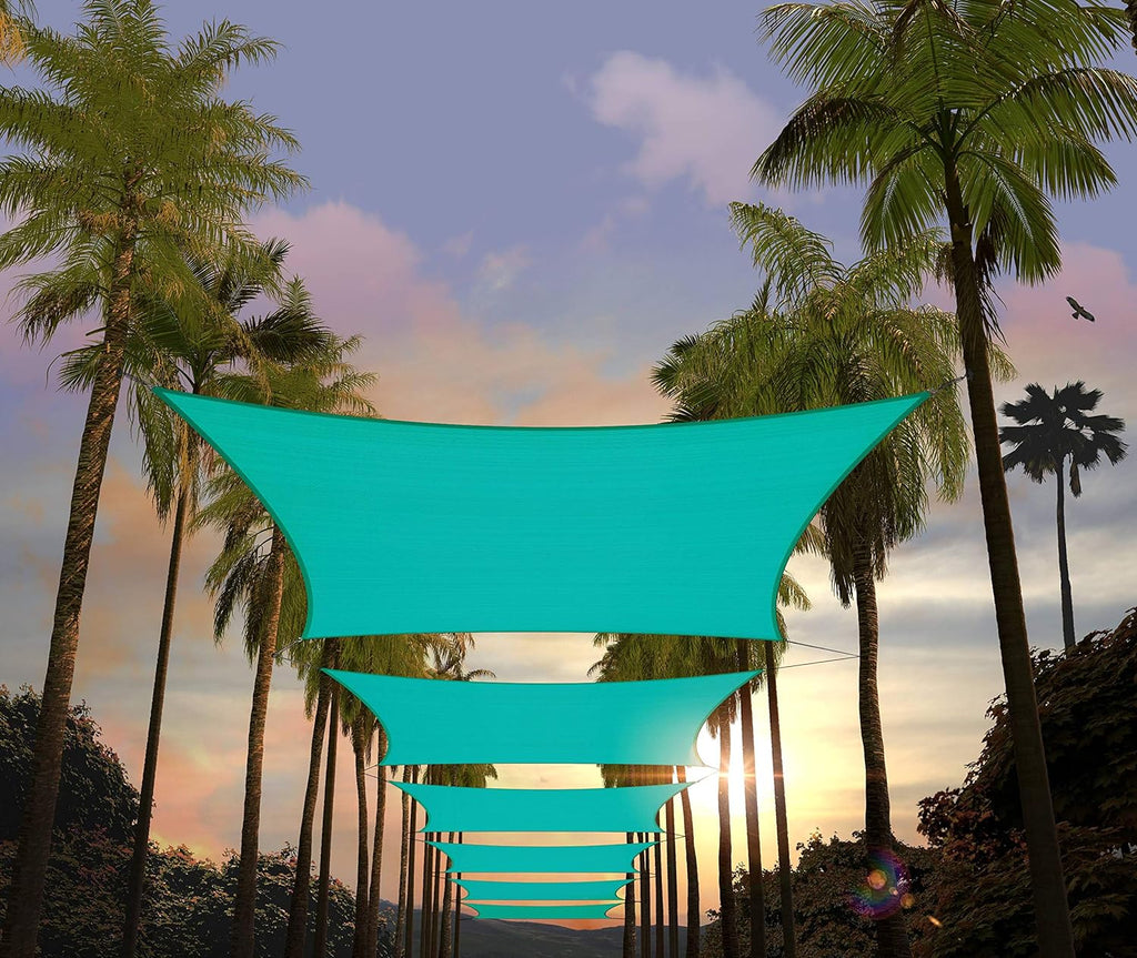 Amgo Custom Size 14' x 20' Turquoise Rectangle Square Sun Shade Sail UPF50+ AGTAPS12, Order to Make Canopy Awning, 95% UV Blockage, Water & Air Permeable, Commercial and Residential (We Customize)