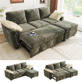 Ihanherry Modular Convertible Sectional Sofa Bed, Reversible Chaise & Storage Ottoman, 3-Seater Pull Out Sleeper with USB Ports & Chenille Fabric, for Small Space, Living Room, Apartment（Gray）