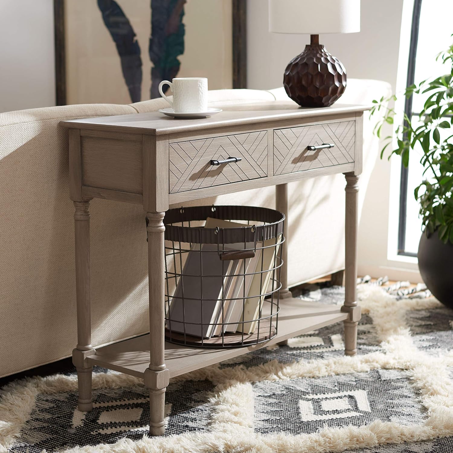 Safavieh Home Collection Peyton Greige 2-Drawer Console Table CNS5704D
