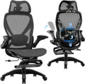 ELABEST X100 Ergonomic Mesh Office Chair with Footrest, Big and Tall Hone Desk Chair with 5D Flip-Up Arms, Adjustable 3D Lumbar Support,Gaming & Executive Computer Chairs (Night Reaper)