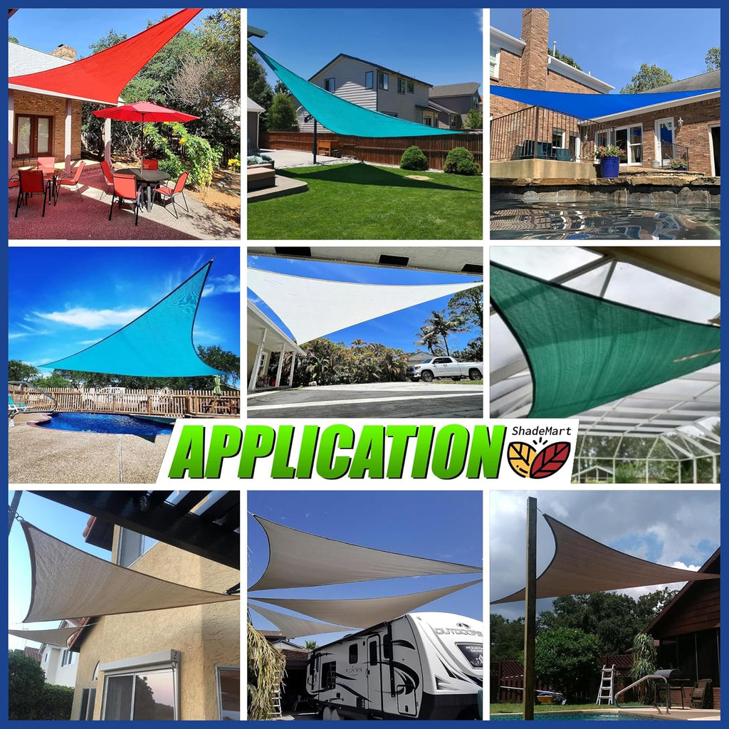 ShadeMart 14' x 18' x 22.8' Sand Beige Sun Shade Sail UPF50 Right Triangle smTAPT08 Canopy Fabric Cloth Screen, Water Air Permeable & UV Resistant, Heavy Duty (We Customize Size)