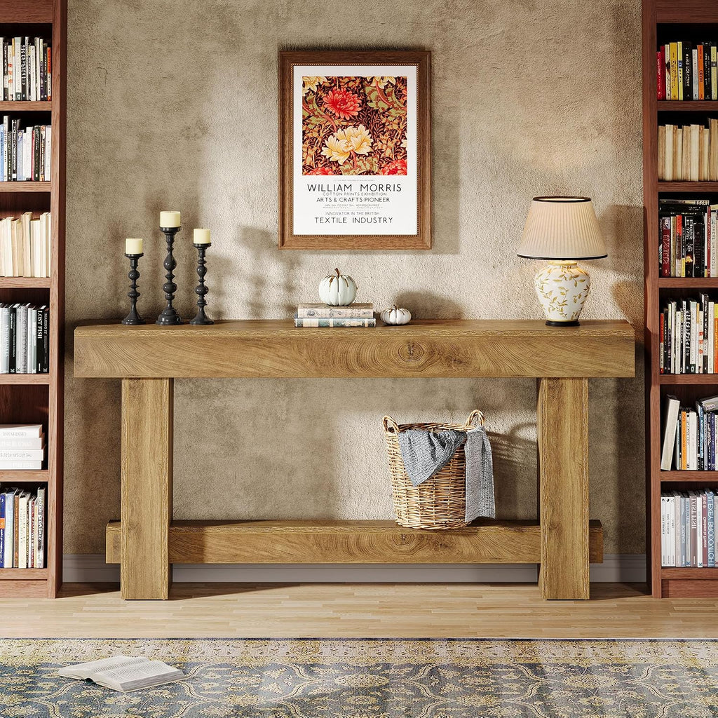 Tribesigns 70.9' Entryway Console Table, Extra Long Wooden Farmhouse Sofa Table Behind Couch, Modern Rustic Foyer Stand with Thick Legs for Hallway, Living Room, Wood Grain Finish