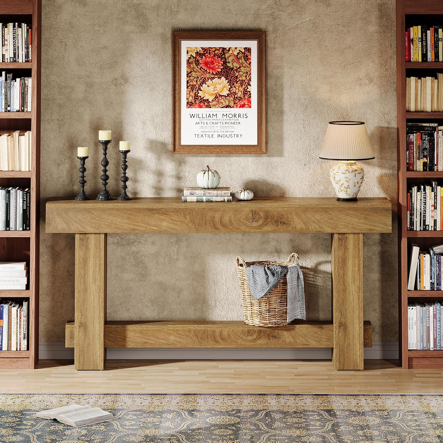Tribesigns 70.9' Entryway Console Table, Extra Long Wooden Farmhouse Sofa Table Behind Couch, Modern Rustic Foyer Stand with Thick Legs for Hallway, Living Room, Wood Grain Finish