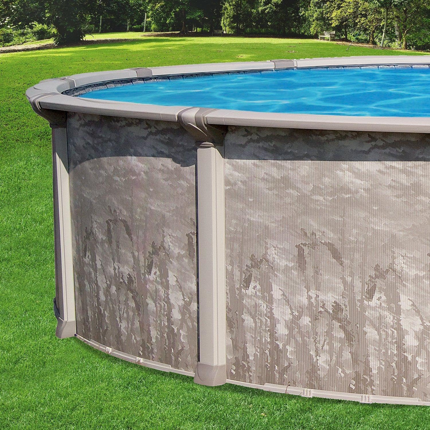 In The Swim 15' Round Above Ground Swimming Pool - Marina Package - Featuring: Sand Filter, Pump System and A-Frame Ladder