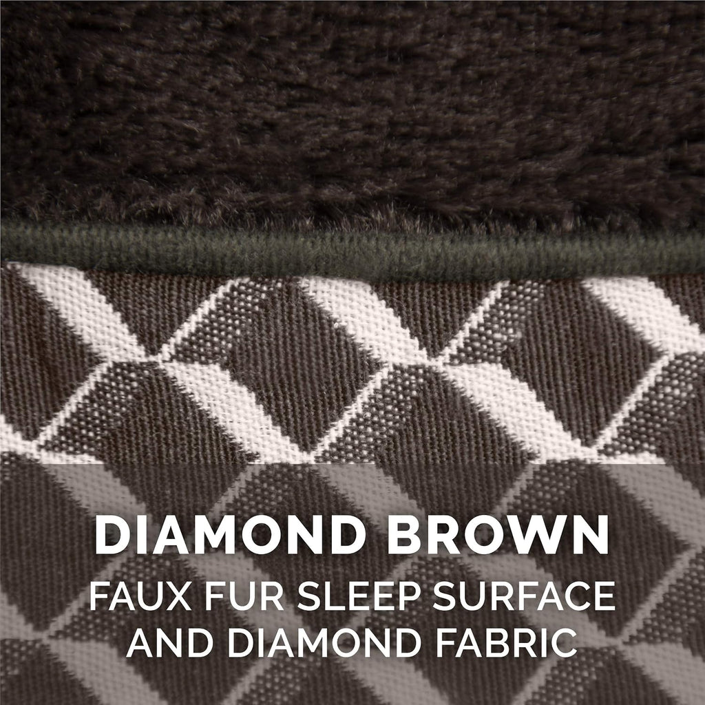 Furhaven Orthopedic Dog Bed for Large Dogs w/ Removable Bolsters & Washable Cover, For Dogs Up to 125 lbs - Plush & Woven Decor Comfy Couch Sofa - Diamond Brown, Jumbo Plus/XXL