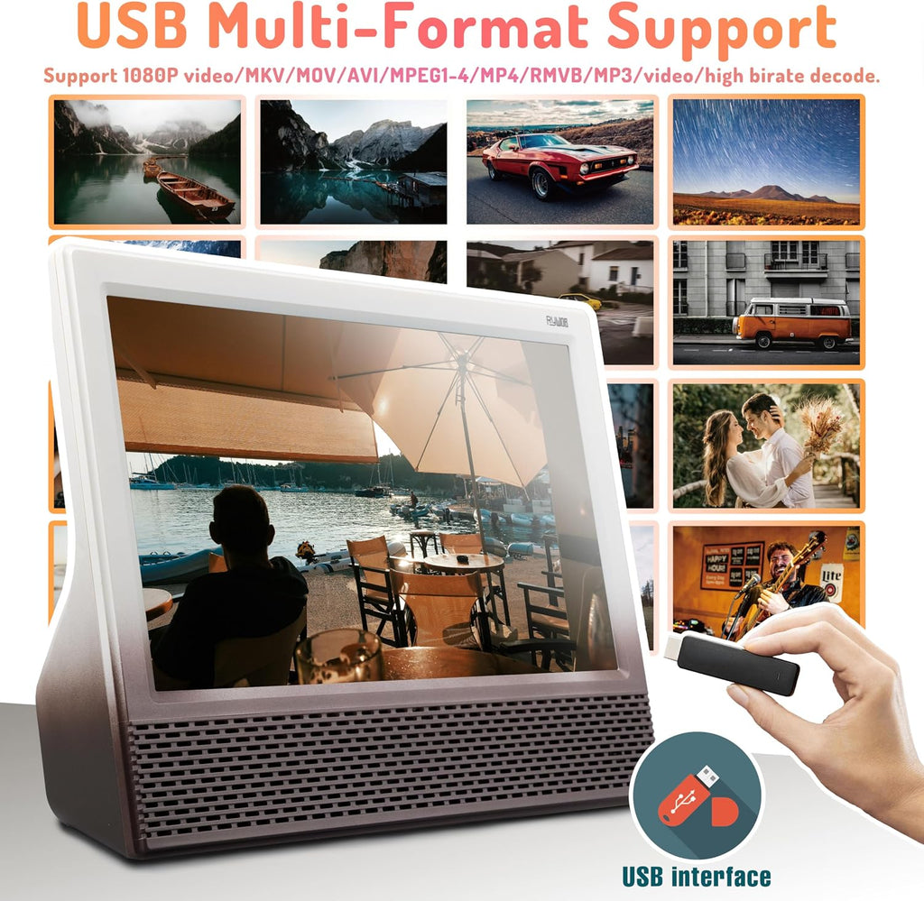 14'' Portable TV with Antenna,Built-in 8800mAh Rechargeable Battery,ATSC Digital Television with HDMI/USB/TF Card Ports,Stero Speakers TV for Camping,Kitchen,Car