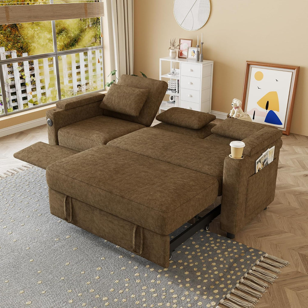Sleeper Sofas Convertible Couches Reclining Sectional, Oversized Convertible Sofa Bed with Reclining Chair, Modern 3-Seater Sectional Couches for Living Room