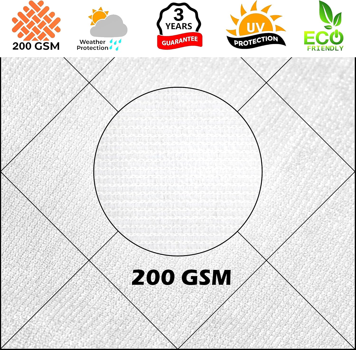 Royal Shade 14' x 20' White Rectangle Square Sun Shade Sail Order to Make RTAPR1216 Canopy, UPF50+ 95% UV Blockage, 200GSM Commercial Standard Heavy Duty, 3 Years Warranty (We Make Custom Size)