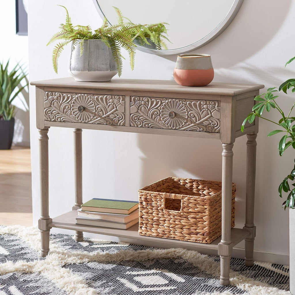 SAFAVIEH Home Collection Josie Greige 2-Drawer Console Table