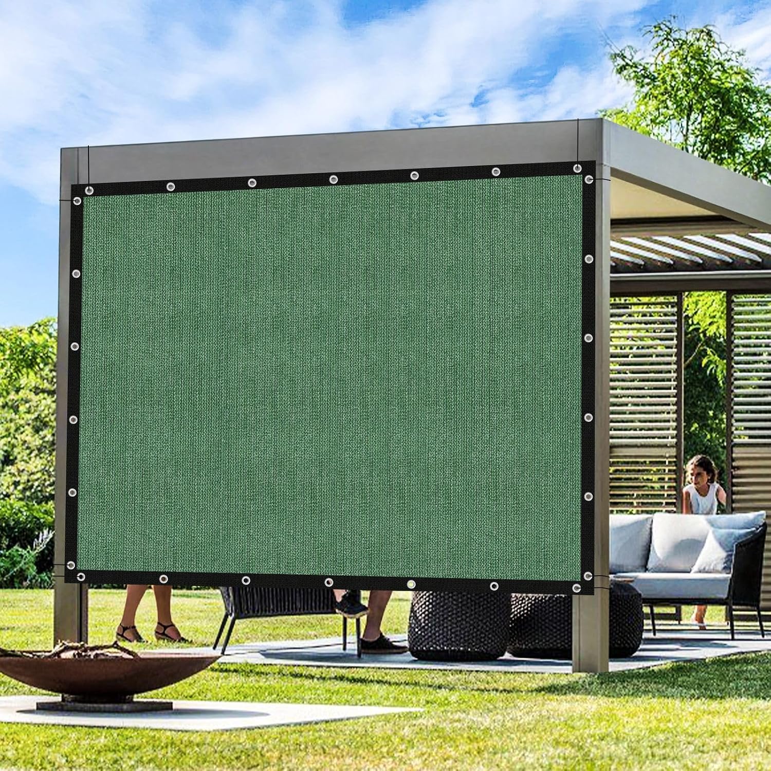 Artpuch Outdoor Pergola Shade Cover 14x20 FT Sun Shade Cloth with Grommets Green Commercial Grade Patio Privacy Screen Shade Canopy (Customized Available) GN02