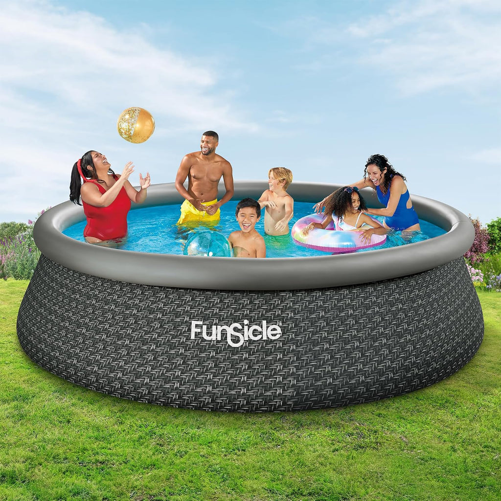 Funsicle Quickset 12ft x 36in Round Inflatable Above Ground Swimming Pool with Filter Pump – Easy Setup with Top Ring Design