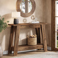 Tribesigns 41.3' Farmhouse Console Table, 2-Tier Wooden Entryway Table with Storage, Rustic Narrow Behind Couch for Living Room, Hallway, Foyer, Rustic Brown