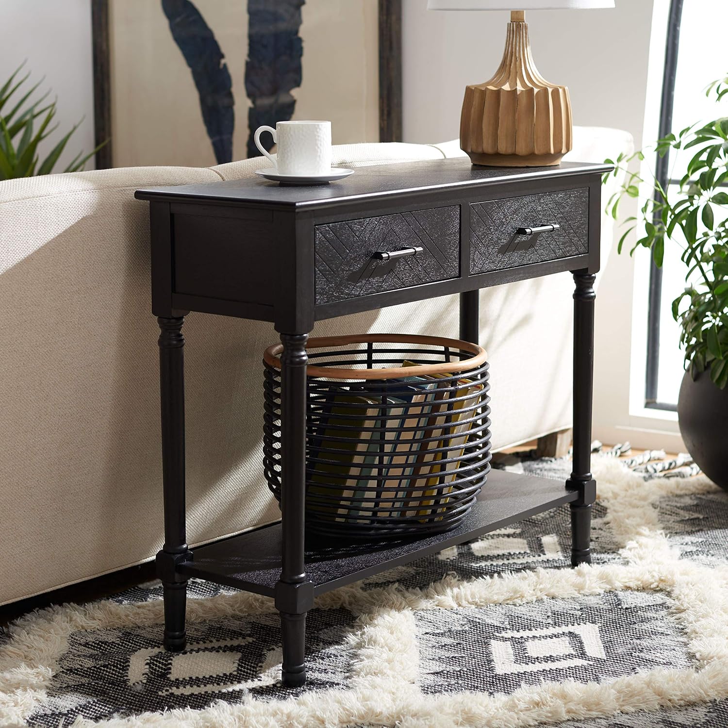 Safavieh Home Collection Peyton Black 2-Drawer Console Table CNS5704B