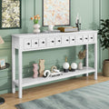 Merax Farmhouse Entryway Console Table with Storage Drawers, Wood Sofa Table Behind Couch with Shelf, for Hallway Foyer, Antique White