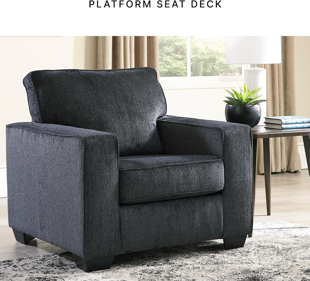 Signature Design by Ashley Altari Modern Chair, Reinforced Frame For Added Stability, Loose Seat Cushions, Back Height 37', Seat Height 20', Arm Height 26', Chenille Fabric, Dark Gray