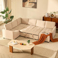 GOSUHI 107' Sleeper Sofa, Set of Modular Pieces with Pull Out Bed, U Shaped Sectional Couch with Storage, Extra Wide&Deep Seat Couches for Living Room, Removable Sofa Cover, Chenille-Flat White