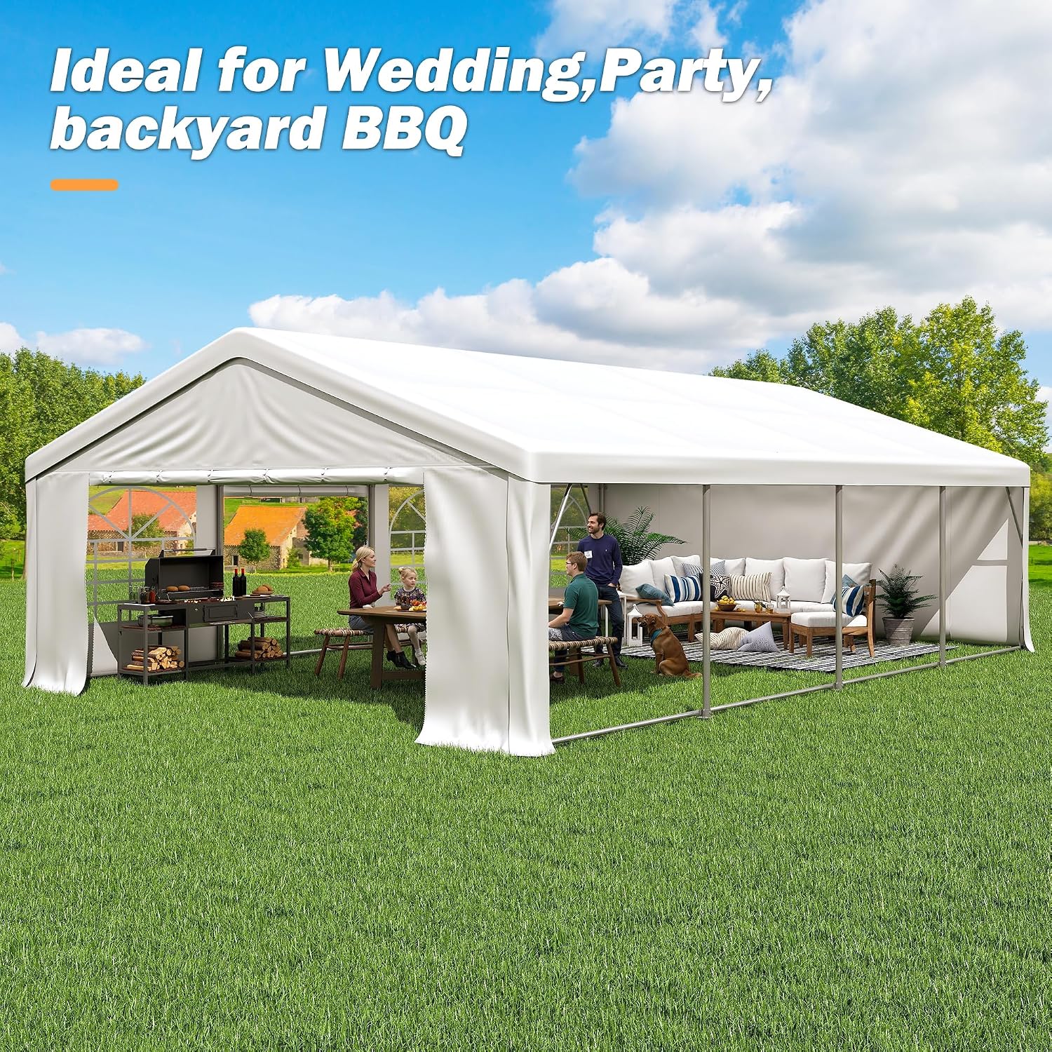20' x 30' Heavy Duty Party Tent, Outdoor Large Wedding Tent with Removable Sidewalls, Event Canopy Shelter for Birthday Party, Outdoor Event