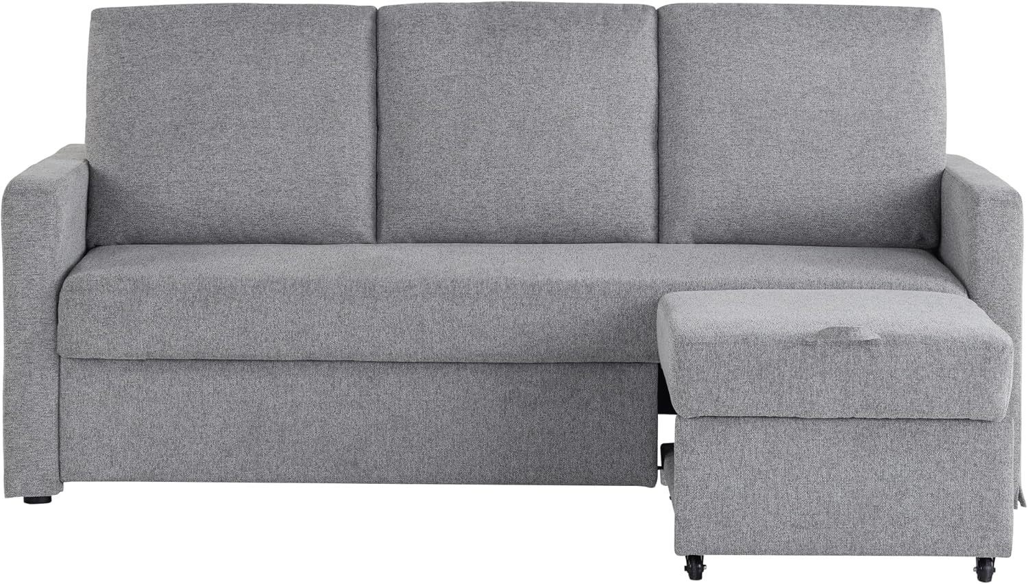 Serta® Marshall 83.9' King-Size Convertible Sectional Sofa, Reversible Design, Dream Coil® Comfort, Fingerguard® Pinch Point Protection, Woven Polyester Fabric, Light Gray