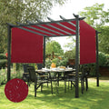 Patio 8' x 4' Waterproof Pergola Canopy Replacement Shade Cover Sun Sail for Deck Porch Backyard Shade Cloth Tarp with Grommets Rods Privacy Shade Screen, Red
