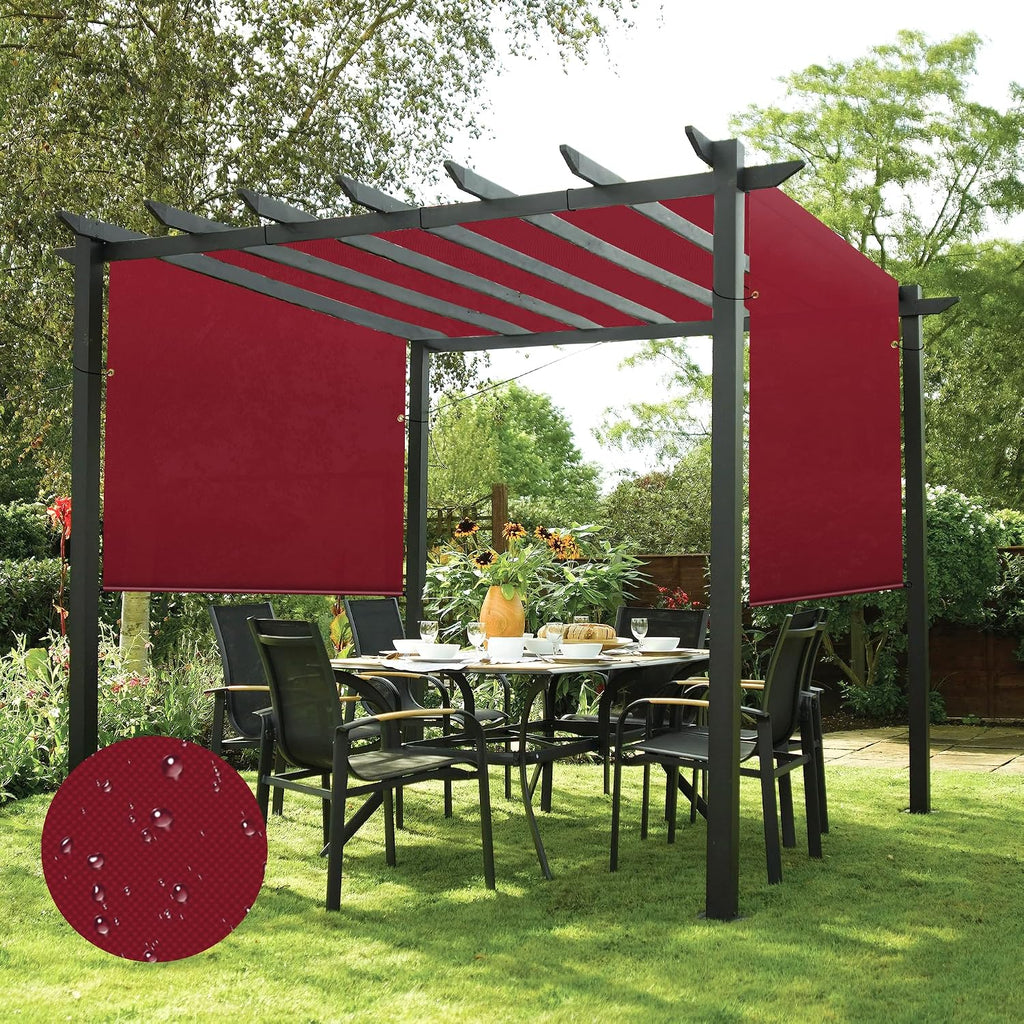Patio 8' x 4' Waterproof Pergola Canopy Replacement Shade Cover Sun Sail for Deck Porch Backyard Shade Cloth Tarp with Grommets Rods Privacy Shade Screen, Red