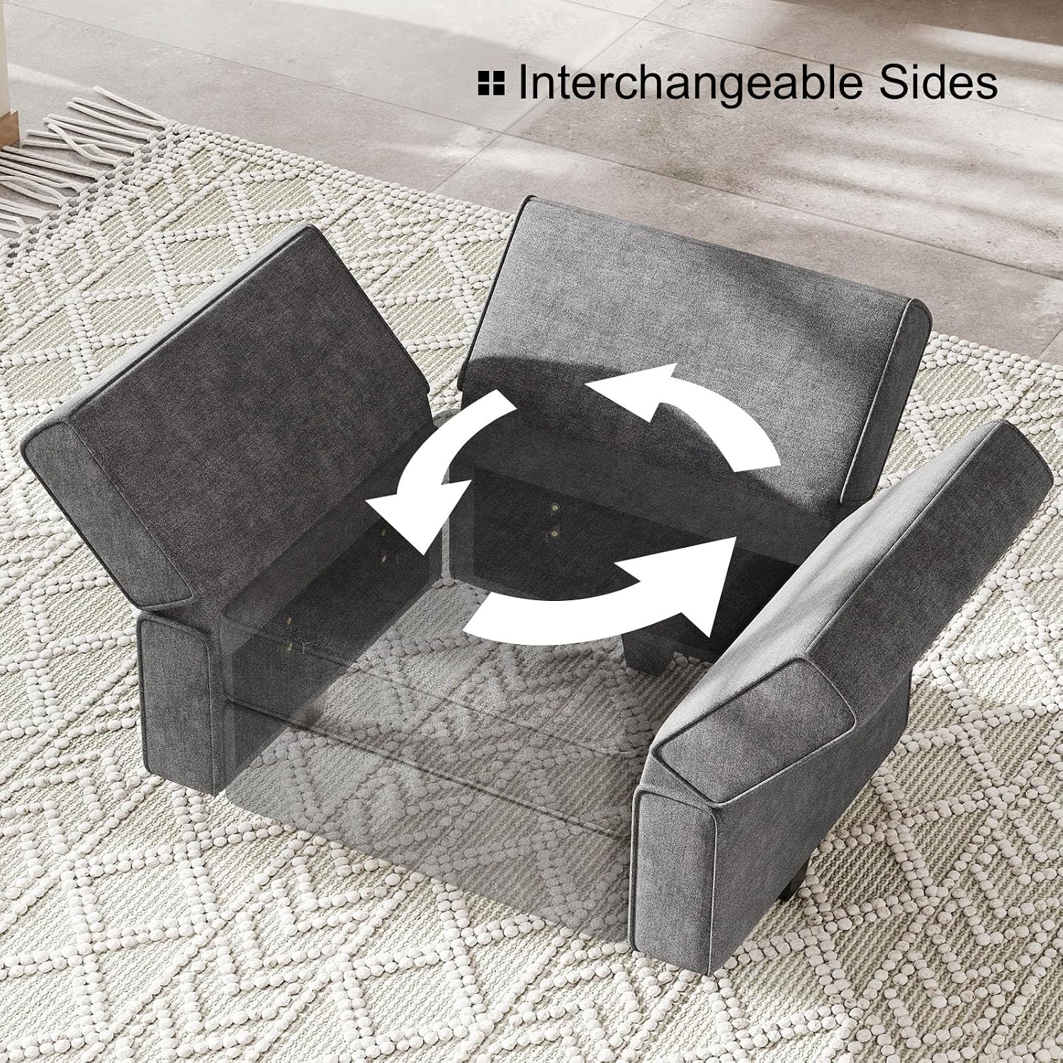 Belffin Modular Sectional Sleeper Sofa Bed Convertible Sectional Couches for Living Room. Dark Gery Couch
