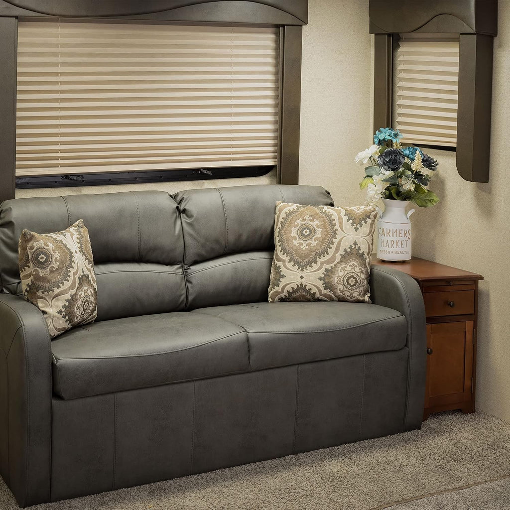 RecPro Charles 65' Jack Knife RV Sleeper Sofa with Arms | RV Furniture | Zero Wall Hugger (Gunmetal)