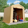 CHARMELEON 8x8FT Heavy Duty Outdoor Storage Shelter,Portable Garage Shelter for Garden Tool Motorcycle Bike,All-Steel Metal Frame Storage Tent with Dual Doors & Thickened Fabric (Khaki)