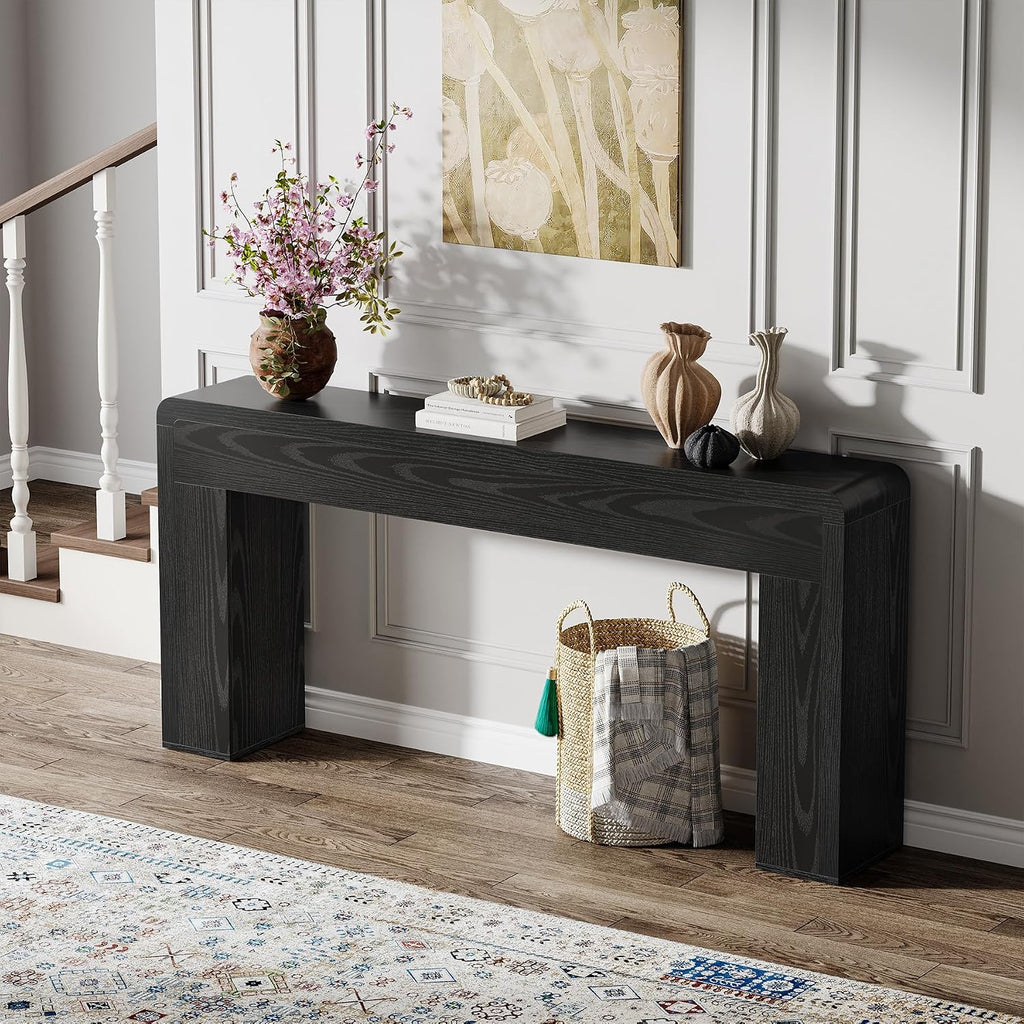 Tribesigns 70.9-Inch Extra Long Console Table, Rustic Wooden Sofa Table Behind Couch, Farmhouse Entryway Console for Living Room, Entryway, Hallway, Foyer (Black)