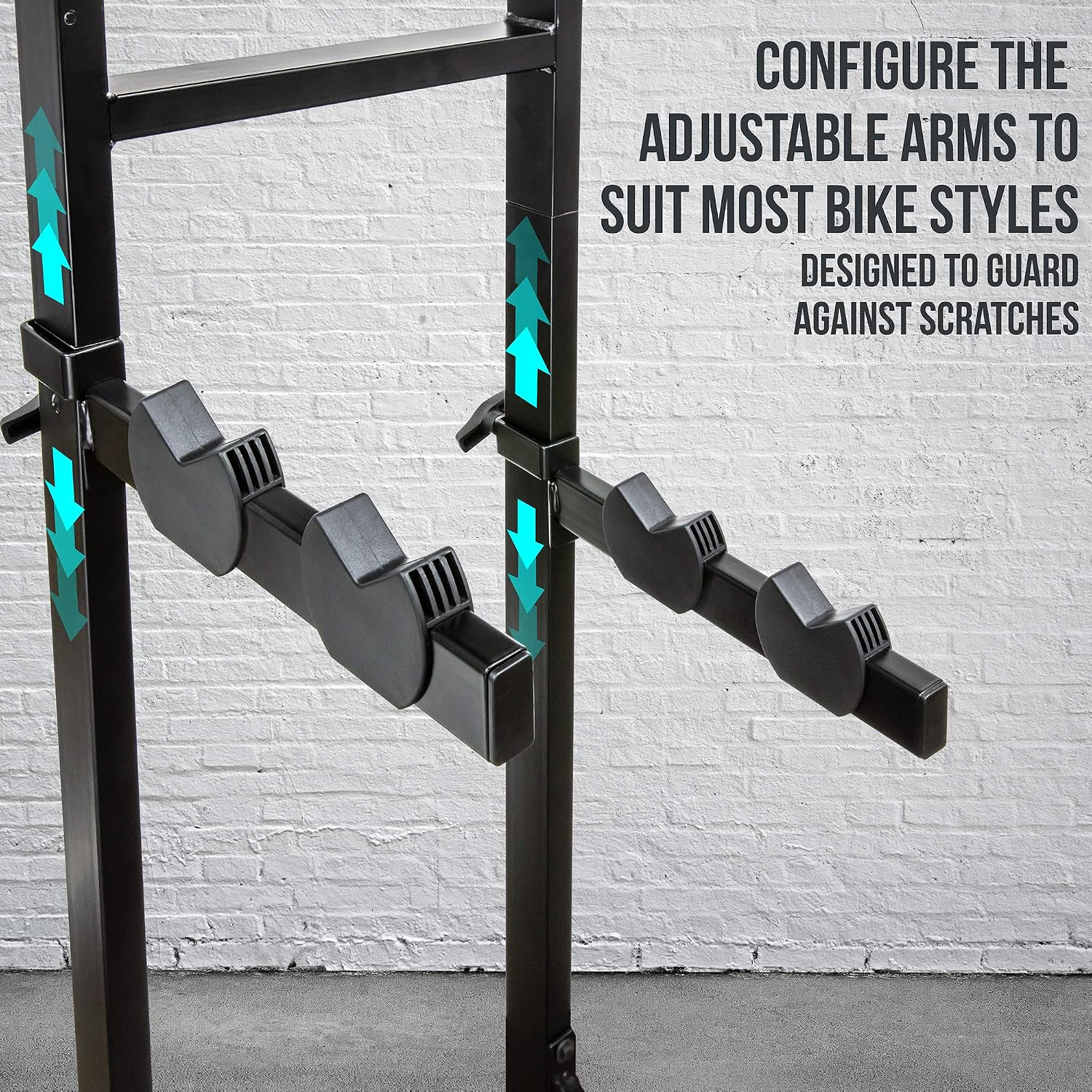 RaxGo Bike Garage Storage Rack, 4 Bicycle Garage Floor Stand, Adjustable, Freestanding, Adjustable Hooks, For Mountain & Road bicycles, Universal For Indoor Use