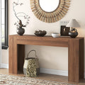 knoworld 63-Inch Long Console Table with LED Light, Farmhouse Sofa Table Behind Couch, Wooden Console Table for Entryway Hallway Entrance Living Room, Brown