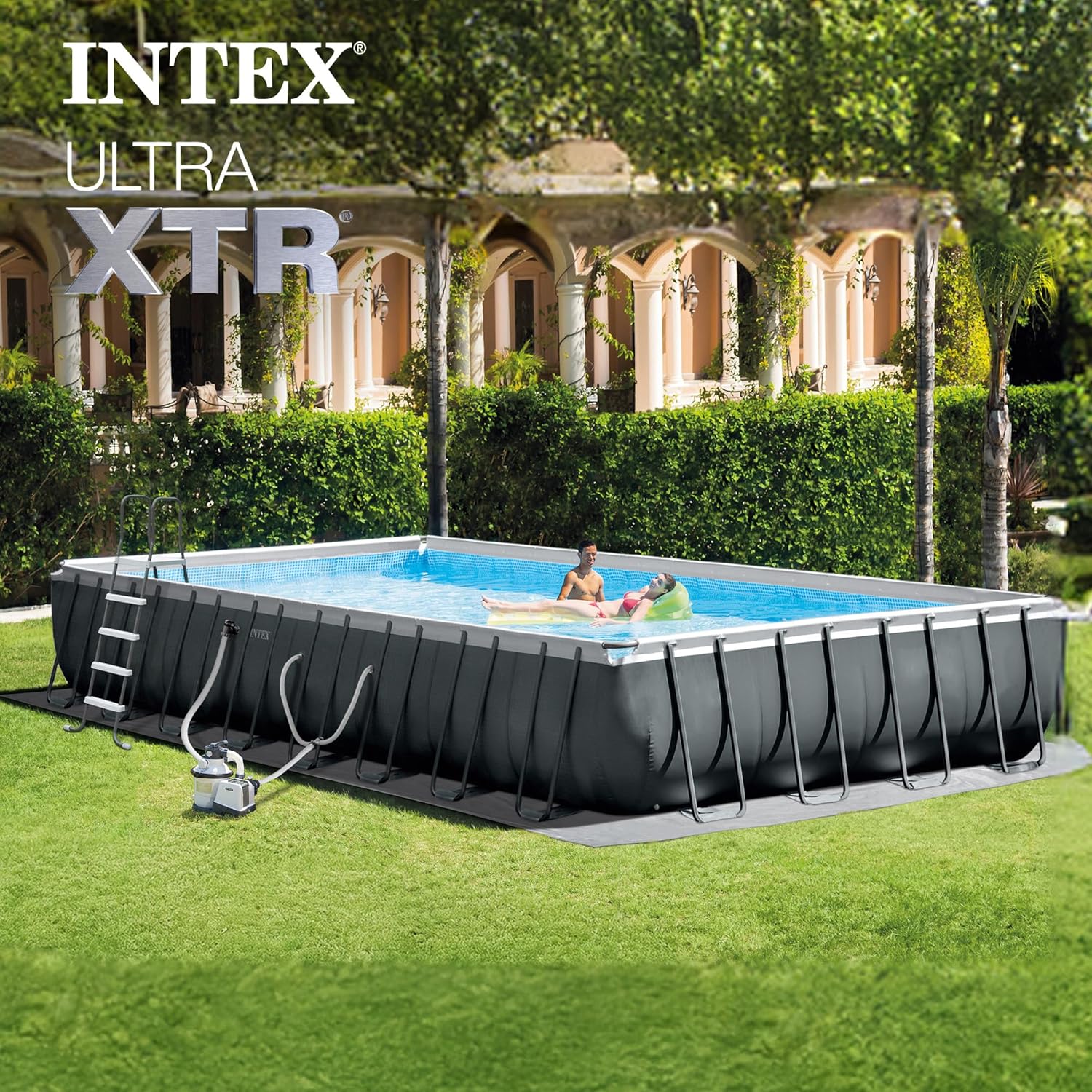 INTEX 26373EH Ultra XTR 32ft x 16ft x 52in Above Ground Swimming Pool Set with Sand Filter Pump and Deluxe Maintenance Cleaning Kit (2-Pack)