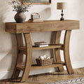 Tribesigns 41' Small Console Table for Entryway, 3-Tier Narrow Rustic Sofa Table with Storage Shelves and Curved Frame for Living Room, Entry, Hallway, Foyer (Oak Brown)