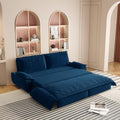 73.2' Sleeper Sofa Bed Queen Size, 3-in-1 Convertible Couch, Modern Pull Out Couches, Comfy Velvet Futon Sofa, Cloud Loveseat Lounge, Pillow Arm for Small Spaces, Living Room, Apartment, Blue