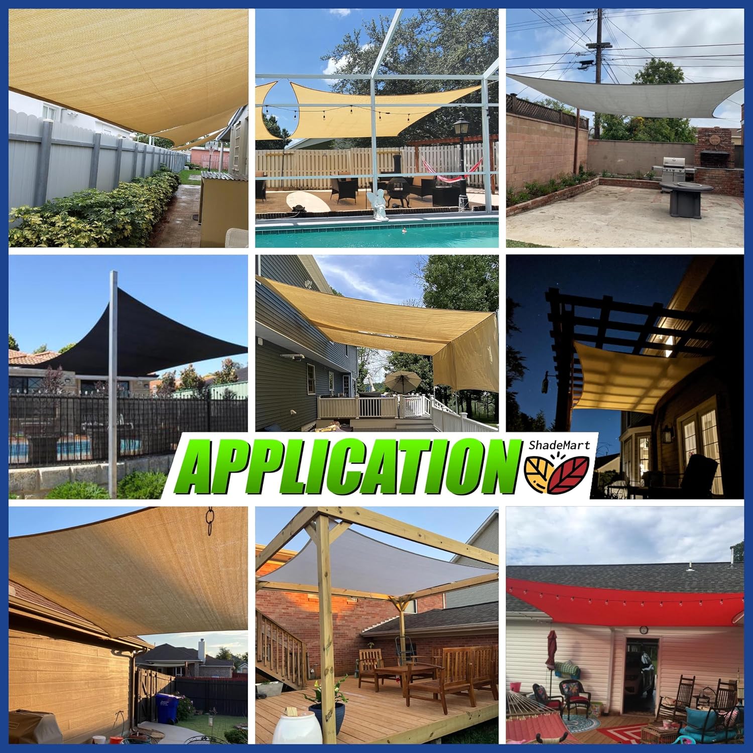 ShadeMart 14' x 20' Grey Sun Shade Sail UPF50 Rectangle SMTAPR0812 Canopy Fabric Cloth Screen, Water Permeable & UV Resistant, Heavy Duty, Carport Patio Outdoor - We Customize Size