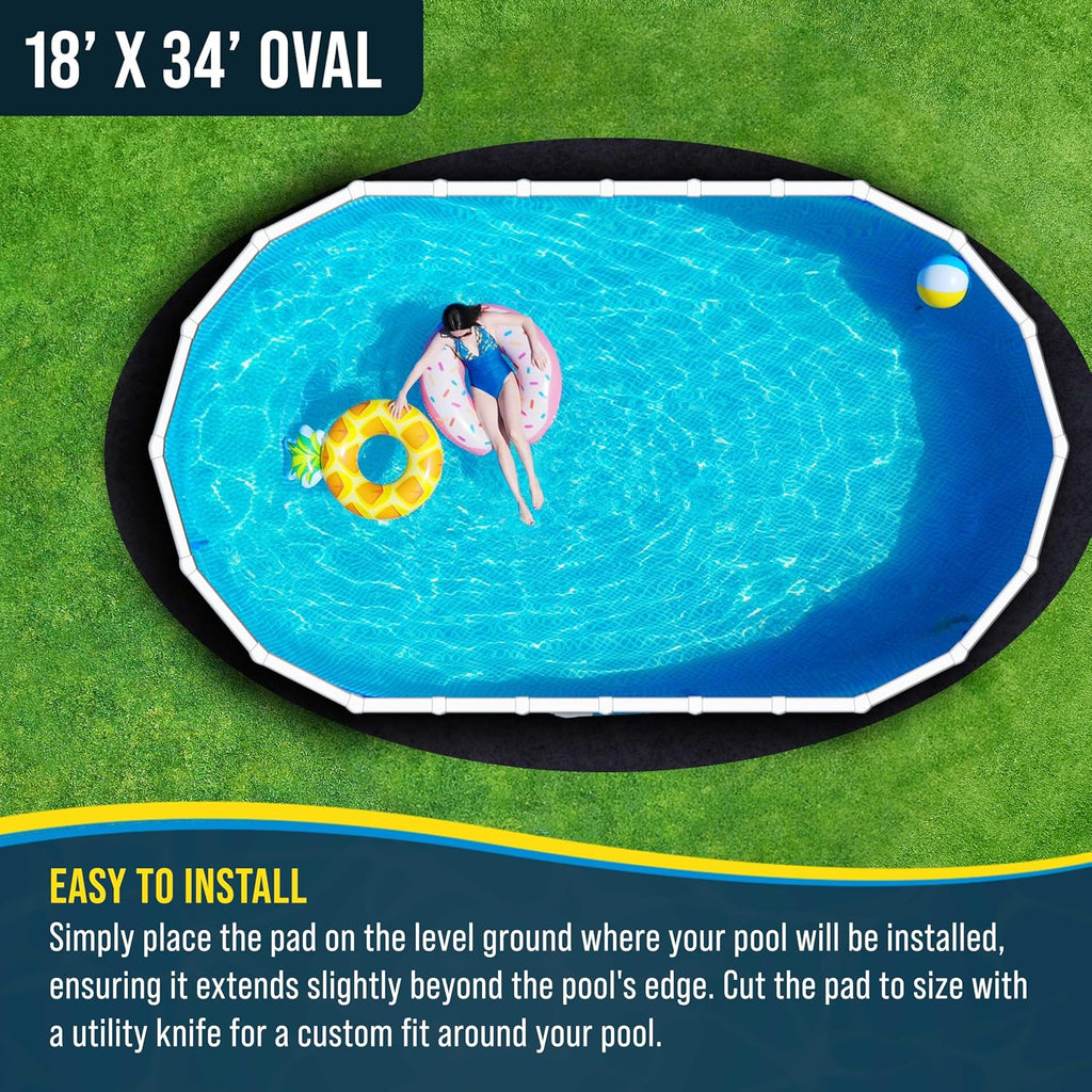 U.S. Pool Supply Ground Shield 18-Foot x 34-Foot Oval Heavy Duty Pool Liner Pad for Above Ground Swimming Pools - Protects Pool Liner, Prevents Punctures, Weed Barrier, Eco-Friendly Extends Liner Life