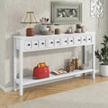 Merax Vintage Entryway Table 60 inch,Long Console Table with Drawers and Shelf for Entryway Easy Assembly Hallway Table