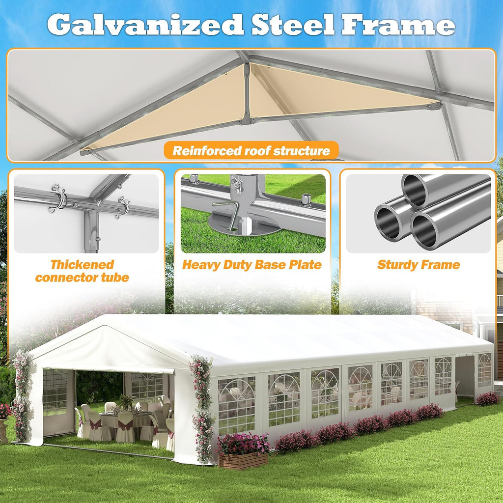 20' x 60' Party Tent Heavy Duty, Wedding Tent with Removable Sidewalls, Outdoor Gazebo Event Shelters Canopy for Birthday Party